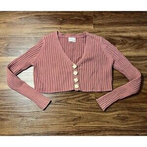 Urban Outfitters Sweater Pink Button Front Cropped Cardigan Women’s Size Small